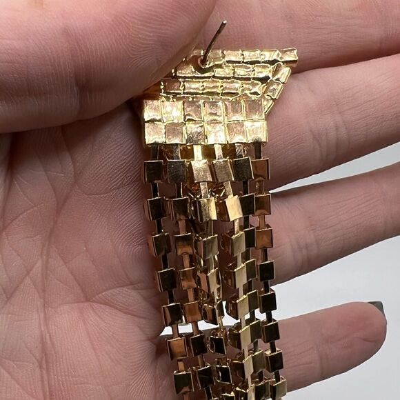 Vintage Pronged Rhinestone Gold Tone Dramatic Statement Earrings - Formal - Picture 5 of 6